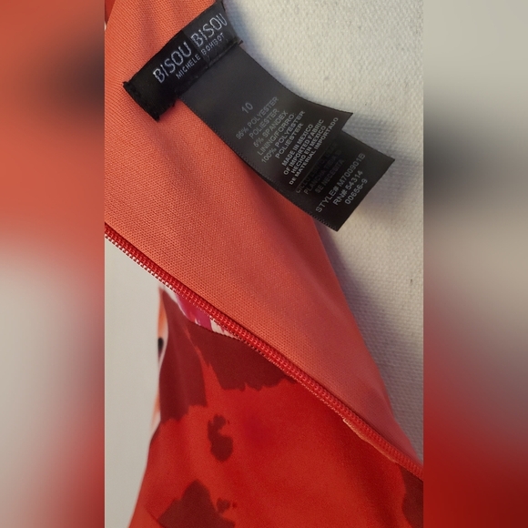 Bisou Bisou Red And Pink Floral Sleeveless Sundress With Pockets Midi Size 10 - Picture 4 of 7